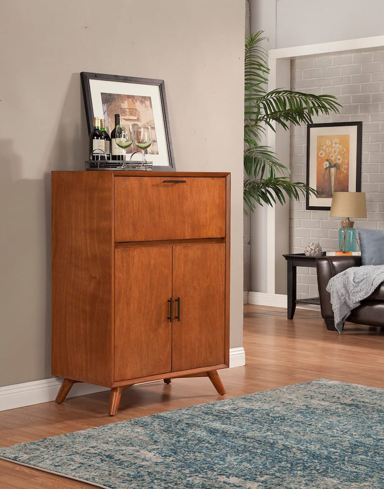 Alpine Furniture - Flynn Large Bar Cabinet w/Drop Down Tray, Acorn - 966-16 view 4