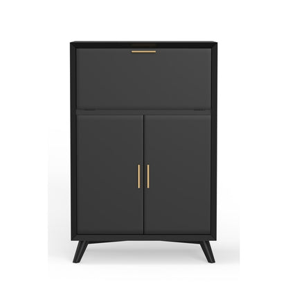 Alpine Furniture - Flynn Large Bar Cabinet w/Drop Down Tray, Black - 966BLK-16 view 2