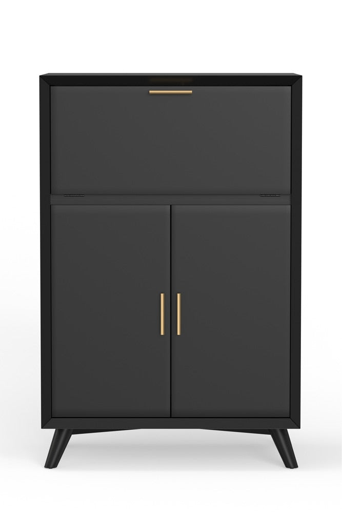 Alpine Furniture - Flynn Large Bar Cabinet w/Drop Down Tray, Black - 966BLK-16 veiw 1