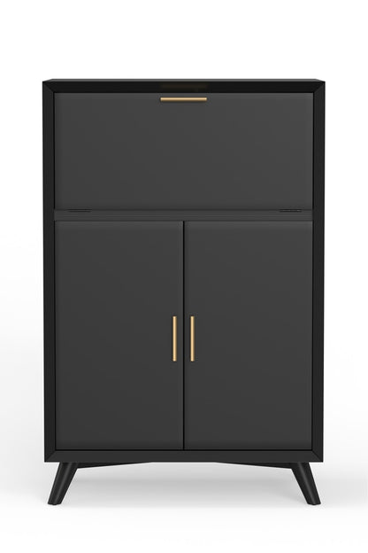 Alpine Furniture - Flynn Large Bar Cabinet w/Drop Down Tray, Black - 966BLK-16 veiw 1