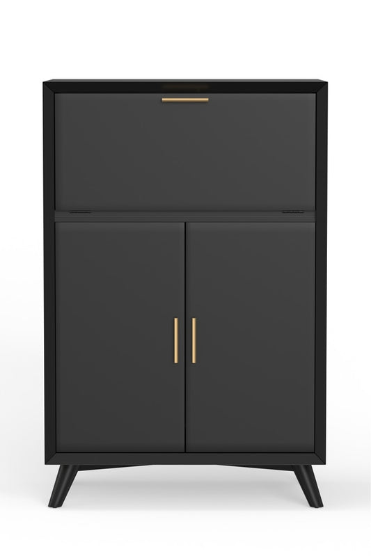 Alpine Furniture - Flynn Large Bar Cabinet w/Drop Down Tray, Black - 966BLK-16 veiw 1