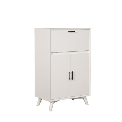 Alpine Furniture - Flynn Large Bar Cabinet w/Drop Down Tray, White - 966-W-16 view 1