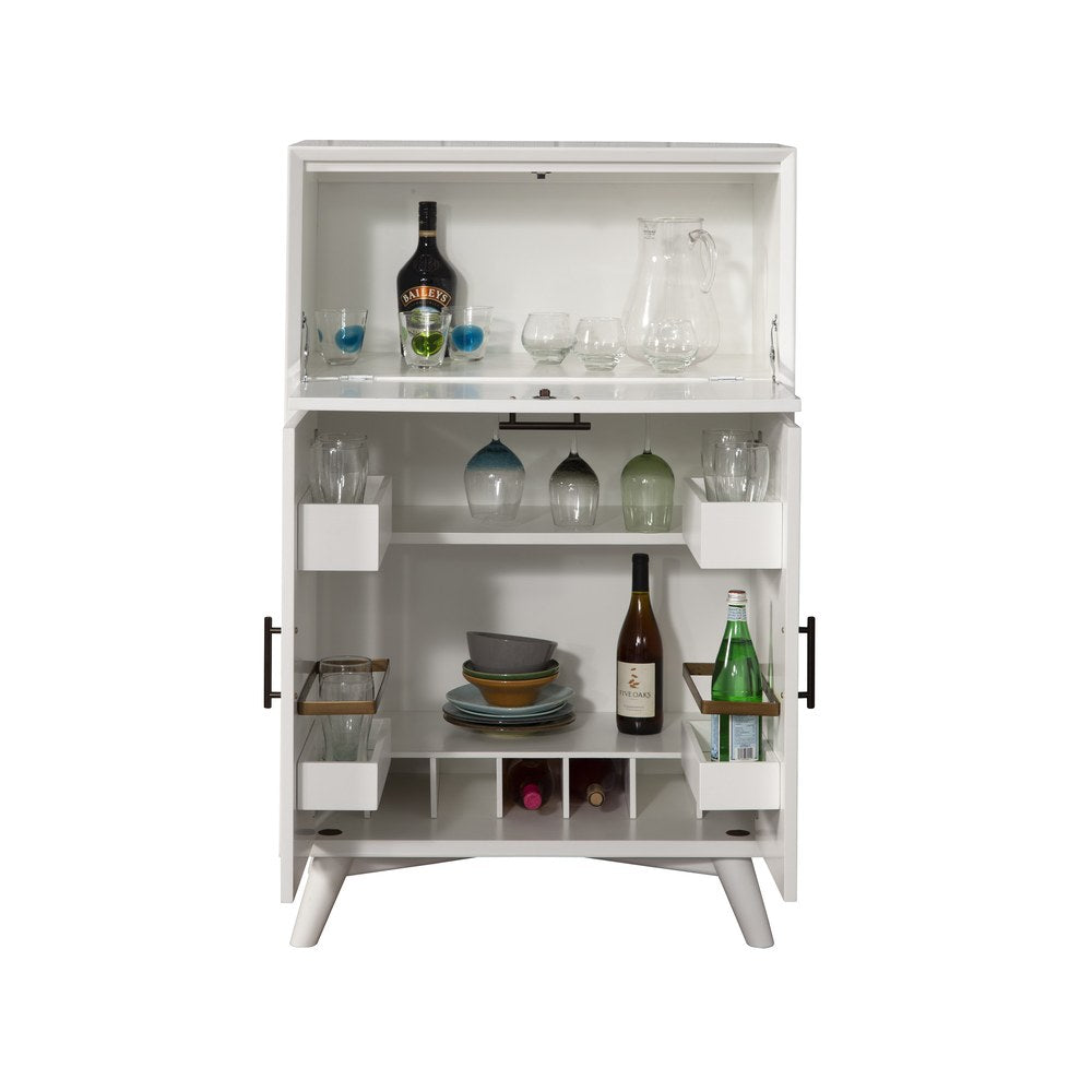 Alpine Furniture - Flynn Large Bar Cabinet w/Drop Down Tray, White - 966-W-16 view 2