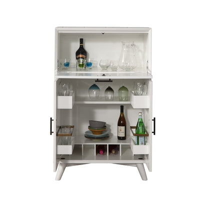 Alpine Furniture - Flynn Large Bar Cabinet w/Drop Down Tray, White - 966-W-16 view 2