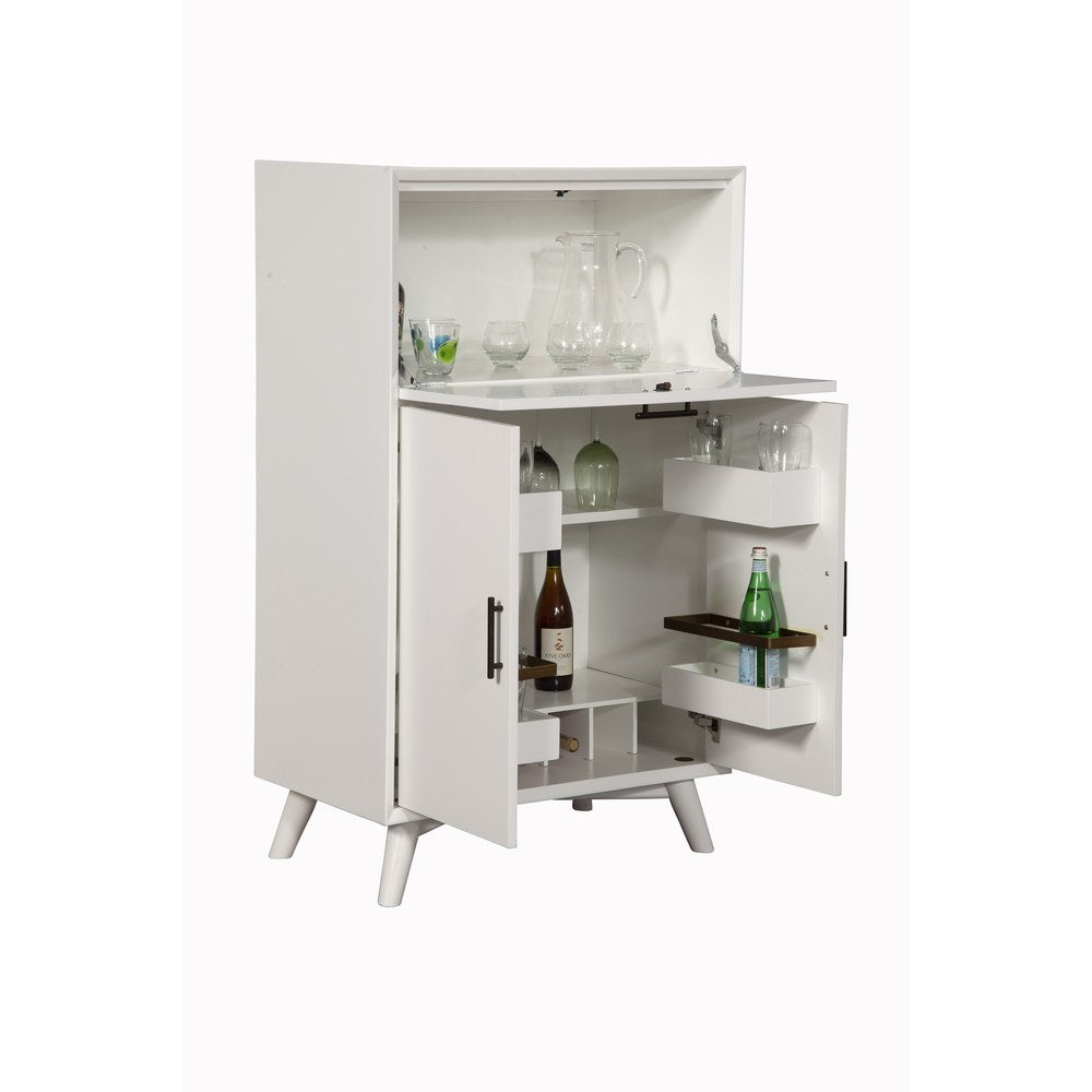 Alpine Furniture - Flynn Large Bar Cabinet w/Drop Down Tray, White - 966-W-16 view 3