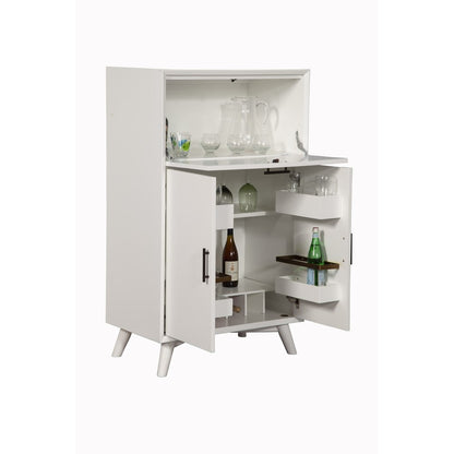Alpine Furniture - Flynn Large Bar Cabinet w/Drop Down Tray, White - 966-W-16 view 3
