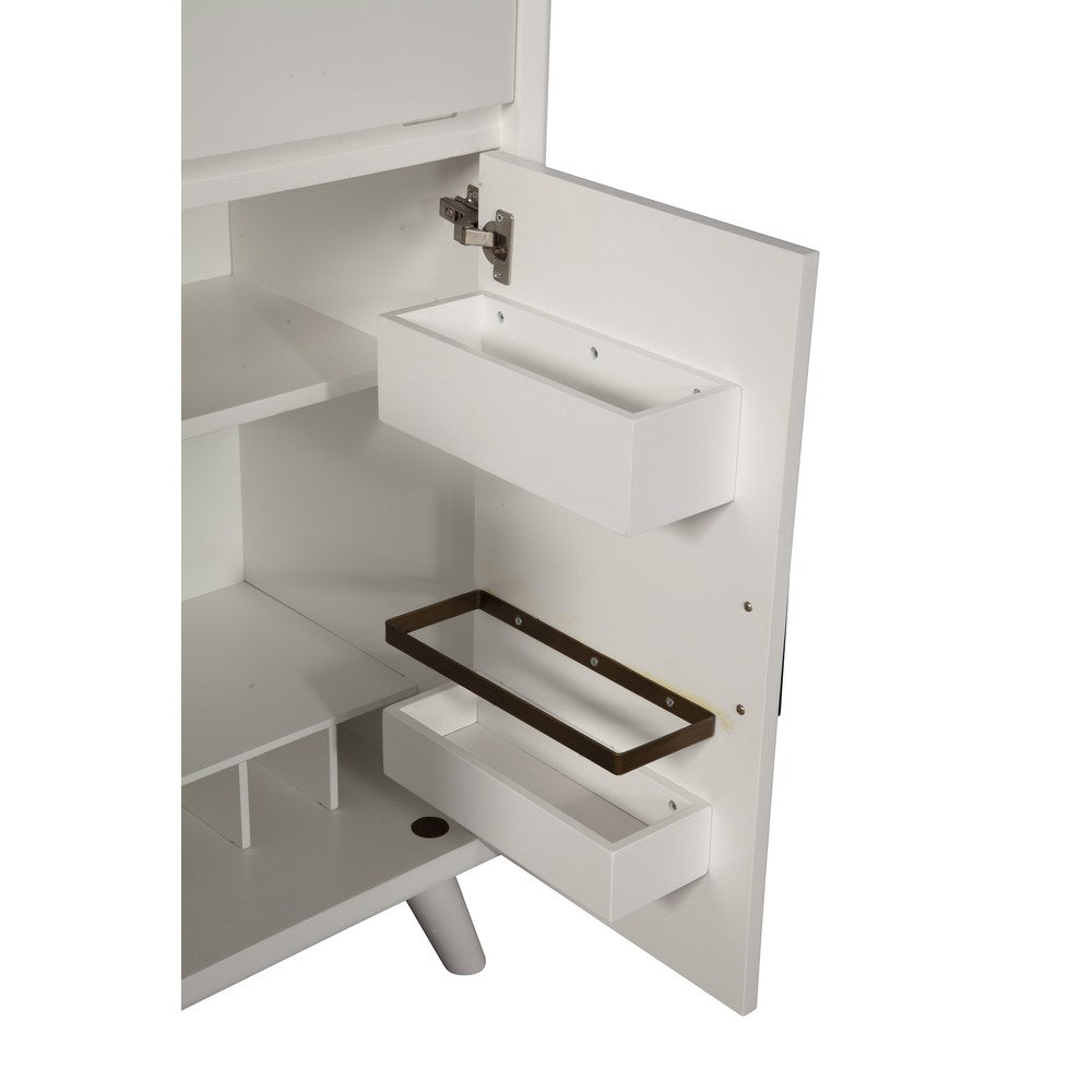 Alpine Furniture - Flynn Large Bar Cabinet w/Drop Down Tray, White - 966-W-16 view 4