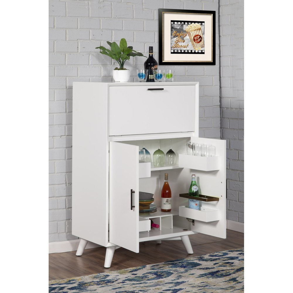 Alpine Furniture - Flynn Large Bar Cabinet w/Drop Down Tray, White - 966-W-16 view 6
