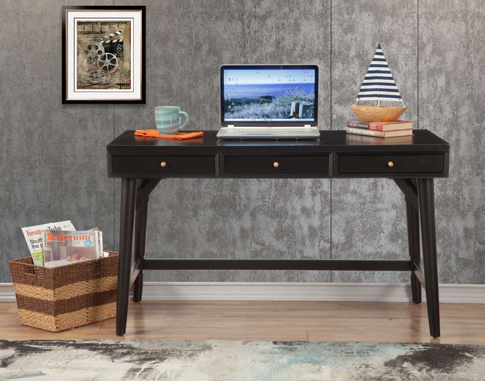 Alpine Furniture - Flynn Large Desk, Black - 966BLK-66 veiw 2