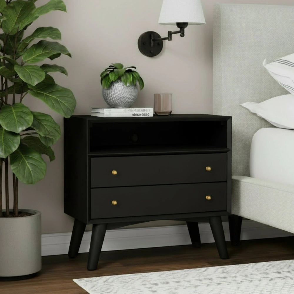 Alpine Furniture - Flynn Large Nightstand, Black - 966BLK-22 view 6