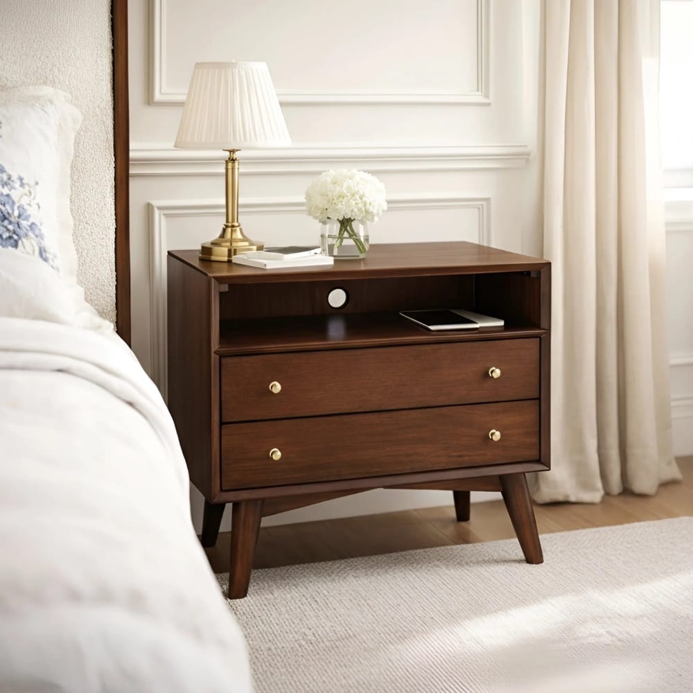 Alpine Furniture - Flynn Large Nightstand, Walnut - 966WAL-22 view 6