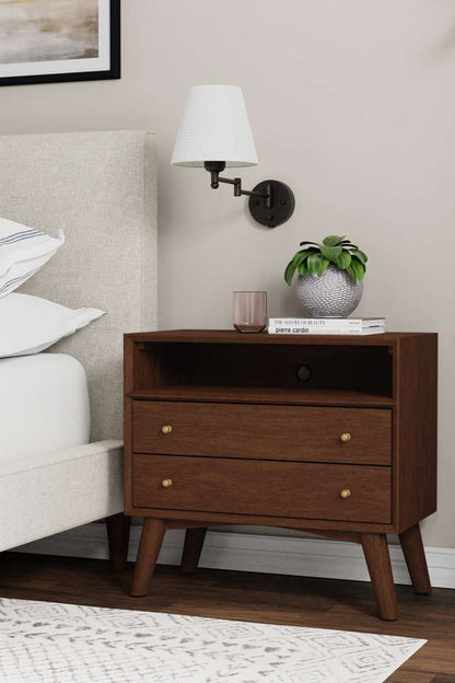 Alpine Furniture - Flynn Large Nightstand, Walnut - 966WAL-22 veiw 1