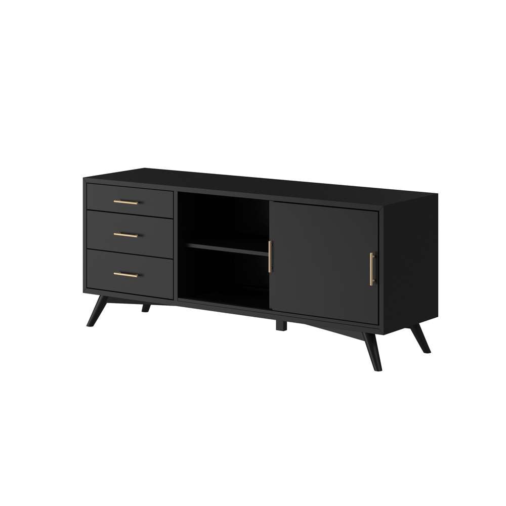 Alpine Furniture - Flynn Large TV Console, Black - 966BLK-10 veiw 2