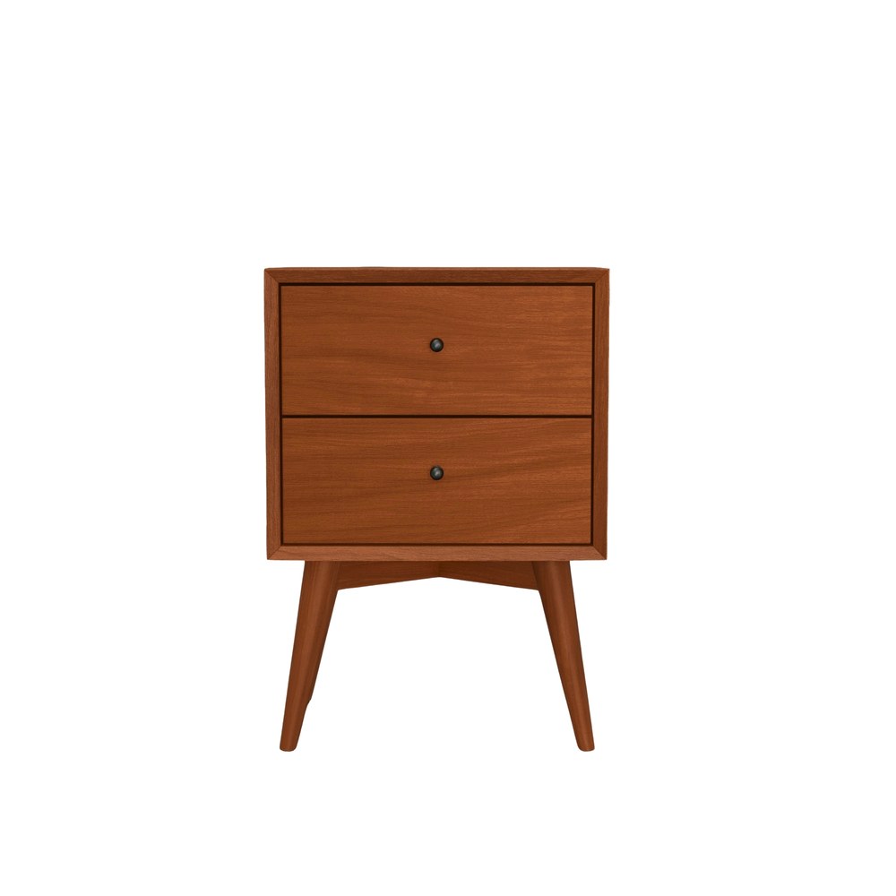 Alpine Furniture - Flynn Mid Century Modern 2 Drawer Nightstand, Acorn - 966-02 view 1