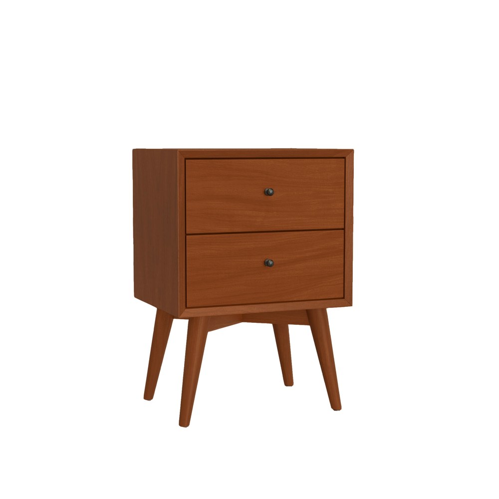 Alpine Furniture - Flynn Mid Century Modern 2 Drawer Nightstand, Acorn - 966-02 view 2