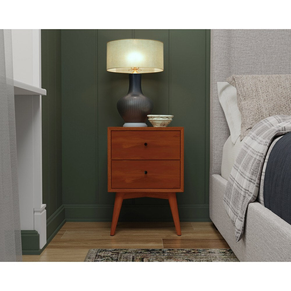 Alpine Furniture - Flynn Mid Century Modern 2 Drawer Nightstand, Acorn - 966-02 view 9