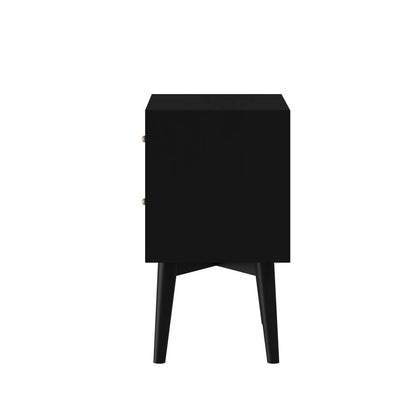 Alpine Furniture - Flynn Mid Century Modern 2 Drawer Nightstand, Black - 966BLK-02 veiw 3