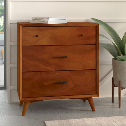 Alpine Furniture - Flynn Mid Century Modern 3 Drawer Small Chest, Acorn - 966-04 view 2