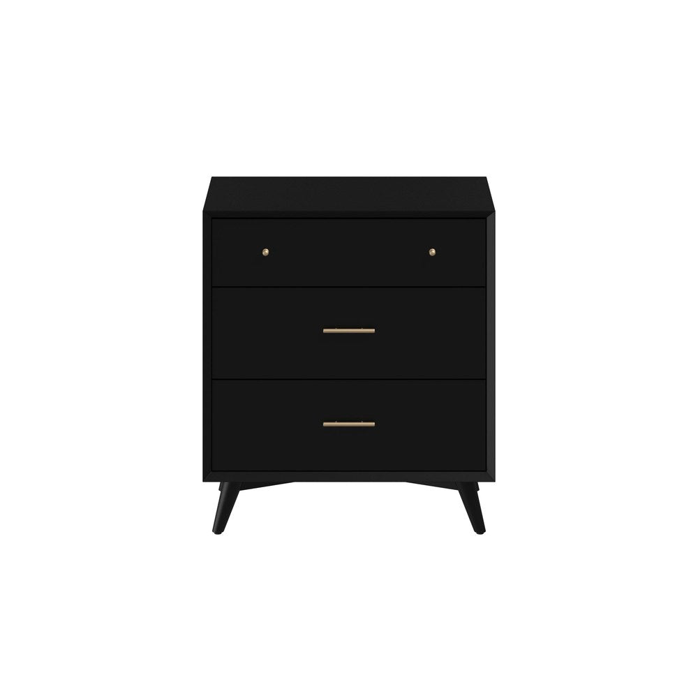 Alpine Furniture - Flynn Mid Century Modern 3 Drawer Small Chest, Black - 966BLK-04 view 2