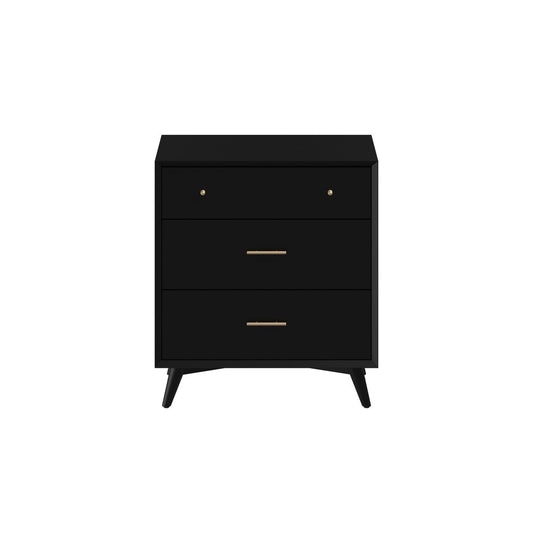 Alpine Furniture - Flynn Mid Century Modern 3 Drawer Small Chest, Black - 966BLK-04 view 2