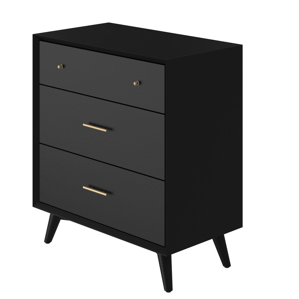 Alpine Furniture - Flynn Mid Century Modern 3 Drawer Small Chest, Black - 966BLK-04 view 5