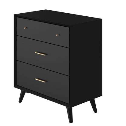 Alpine Furniture - Flynn Mid Century Modern 3 Drawer Small Chest, Black - 966BLK-04 view 5