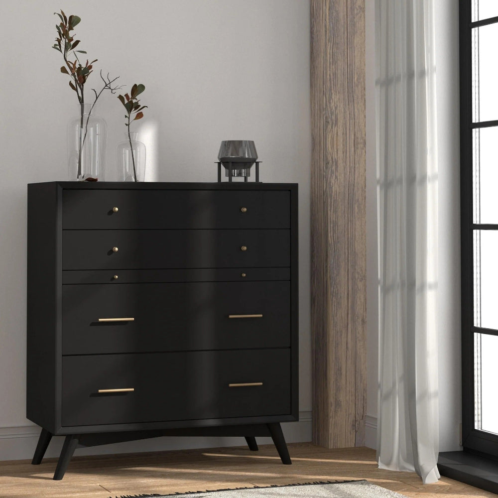 Alpine Furniture - Flynn Mid Century Modern 3 Drawer Small Chest, Black - 966BLK-04 view 8