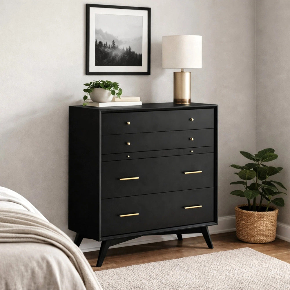 Alpine Furniture - Flynn Mid Century Modern 3 Drawer Small Chest, Black - 966BLK-04 view 9