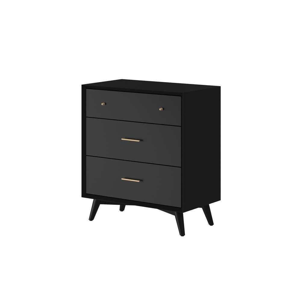 Alpine Furniture - Flynn Mid Century Modern 3 Drawer Small Chest, Black - 966BLK-04 veiw 2