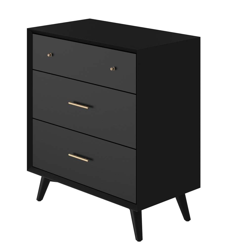 Alpine Furniture - Flynn Mid Century Modern 3 Drawer Small Chest, Black - 966BLK-04 veiw 5