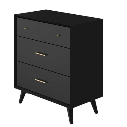 Alpine Furniture - Flynn Mid Century Modern 3 Drawer Small Chest, Black - 966BLK-04 veiw 5