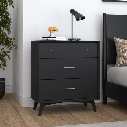 Alpine Furniture - Flynn Mid Century Modern 3 Drawer Small Chest, Black - 966BLK-04 veiw 8