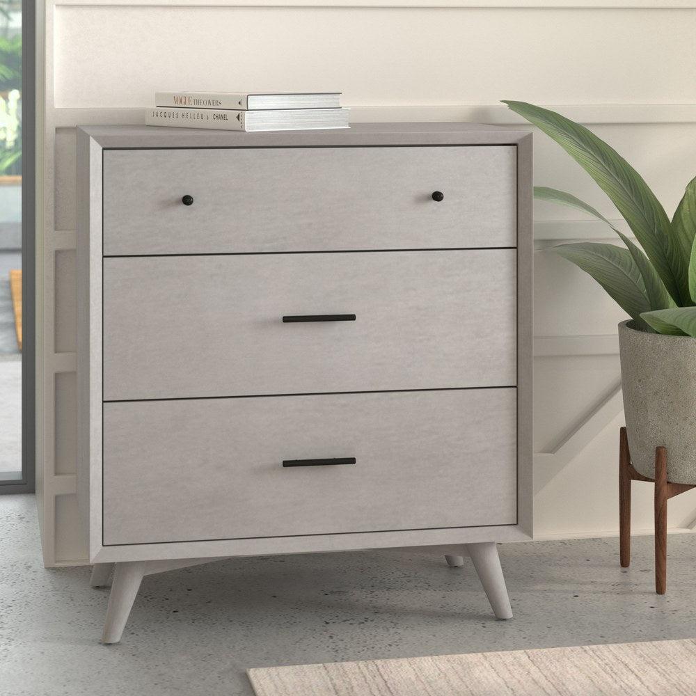 Alpine Furniture - Flynn Mid Century Modern 3 Drawer Small Chest, Gray - 966G-04 view 5