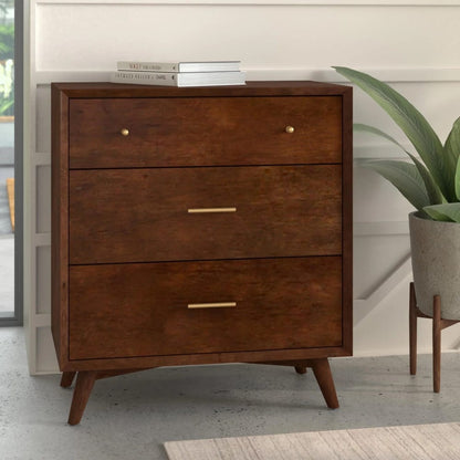 Alpine Furniture - Flynn Mid Century Modern 3 Drawer Small Chest, Walnut - 966WAL-04 view 5