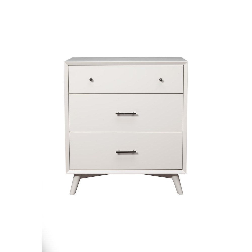 Alpine Furniture - Flynn Mid Century Modern 3 Drawer Small Chest, White - 966-W-04 view 1