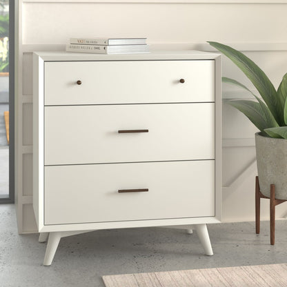 Alpine Furniture - Flynn Mid Century Modern 3 Drawer Small Chest, White - 966-W-04 view 3