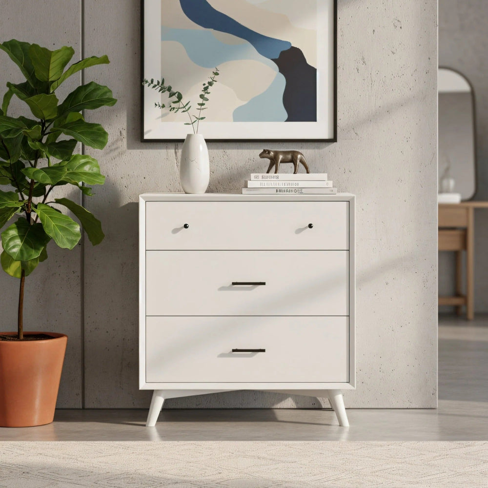 Alpine Furniture - Flynn Mid Century Modern 3 Drawer Small Chest, White - 966-W-04 view 4