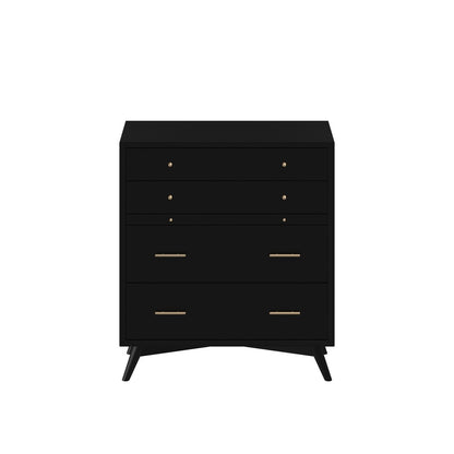 Alpine Furniture - Flynn Mid Century Modern 4 Drawer Multifunction Chest w/Pull Out Tray, Black - 966BLK-05
 view 1