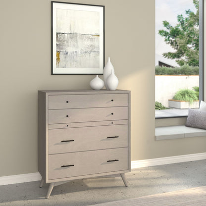 Alpine Furniture - Flynn Mid Century Modern 4 Drawer Multifunction Chest w/Pull Out Tray, Gray - 966G-05 view 4