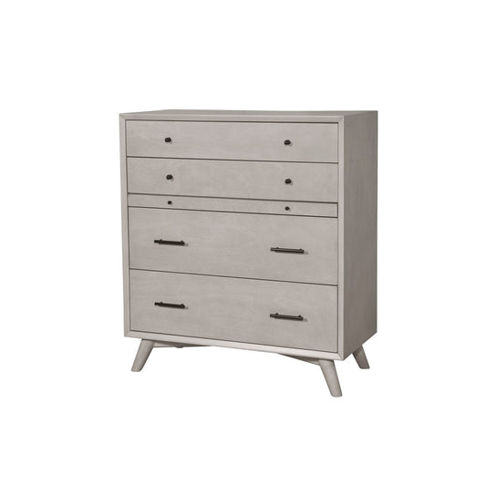 Alpine Furniture - Flynn Mid Century Modern 4 Drawer Multifunction Chest w/Pull Out Tray, Gray - 966G-05 view 1