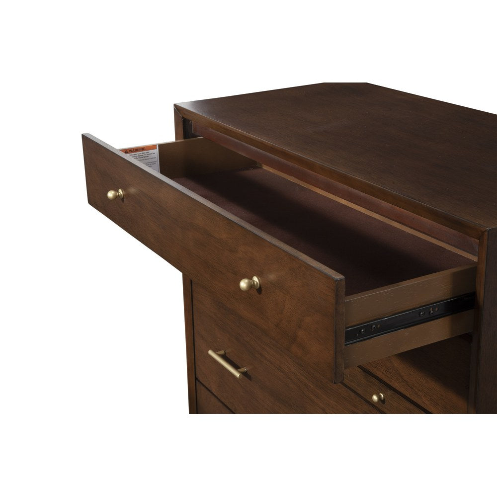 Alpine Furniture - Flynn Mid Century Modern 4 Drawer Multifunction Chest w/Pull Out Tray, Walnut - 966WAL-05 view 4