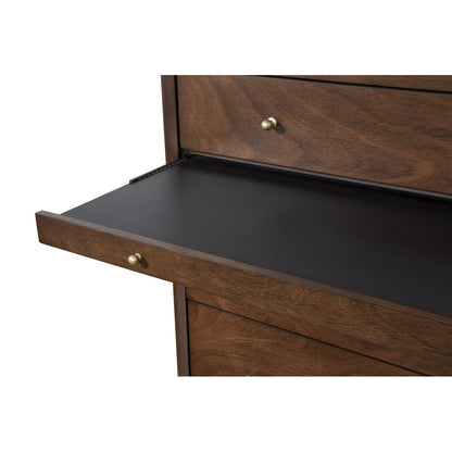 Alpine Furniture - Flynn Mid Century Modern 4 Drawer Multifunction Chest w/Pull Out Tray, Walnut - 966WAL-05 view 5