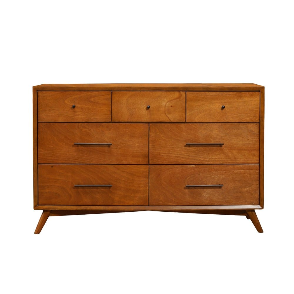 Alpine Furniture - Flynn Mid Century Modern 7 Drawer Dresser, Acorn - 966-03 view 1