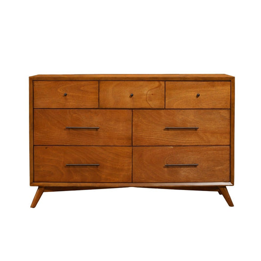 Alpine Furniture - Flynn Mid Century Modern 7 Drawer Dresser, Acorn - 966-03 view 1