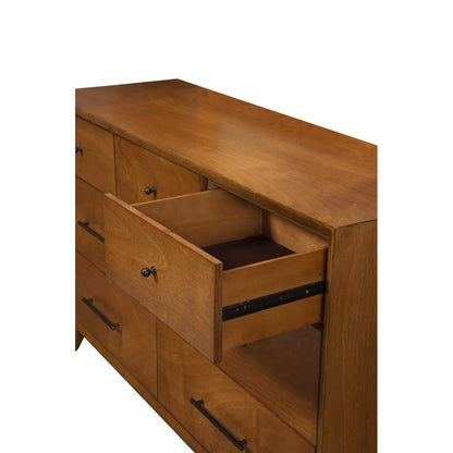 Alpine Furniture - Flynn Mid Century Modern 7 Drawer Dresser, Acorn - 966-03 view 3
