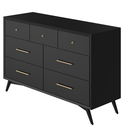 Alpine Furniture - Flynn Mid Century Modern 7 Drawer Dresser, Black - 966BLK-03 view 2