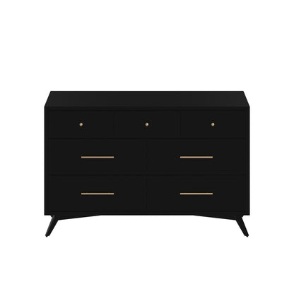 Alpine Furniture - Flynn Mid Century Modern 7 Drawer Dresser, Black - 966BLK-03 view 3