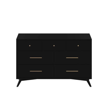 Alpine Furniture - Flynn Mid Century Modern 7 Drawer Dresser, Black - 966BLK-03 veiw 1