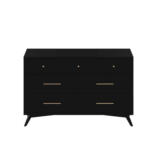Alpine Furniture - Flynn Mid Century Modern 7 Drawer Dresser, Black - 966BLK-03 veiw 1
