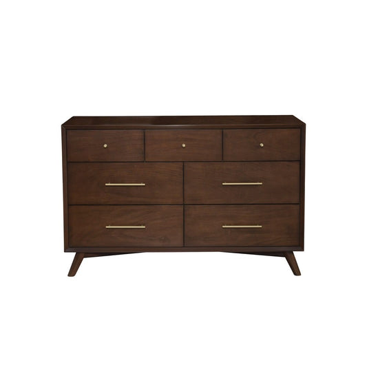 Alpine Furniture - Flynn Mid Century Modern 7 Drawer Dresser, Walnut - 966WAL-03 view 1